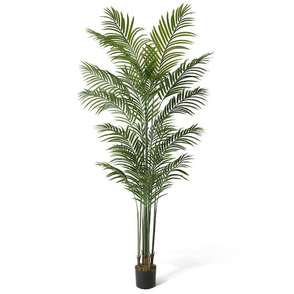 Fencer Wire 7 ft. Green Artificial Palm Tree, Faux Dypsis Lutescens Plant in Pot with Dried Moss