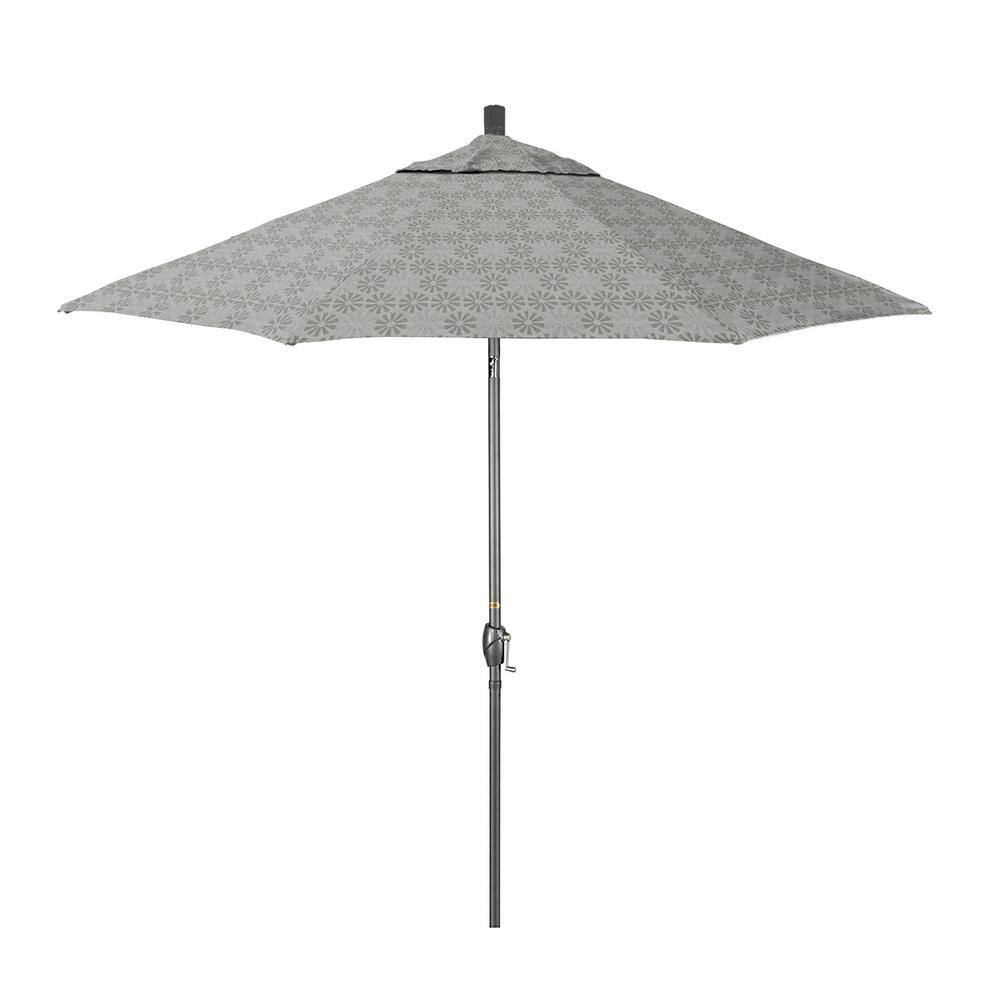 9 ft. Grey Aluminum Market Patio Umbrella with Crank Lift and Push-Button Tilt in Spiro Graphite Pacifica Premium price history on PriceWatchPro
