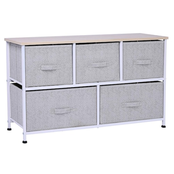 HOMCOM 7-Drawer Dresser Storage Tower Cabinet Organizer Unit, Easy Pull  Fabric Bins with Metal Frame for Bedroom, Closets, Gray