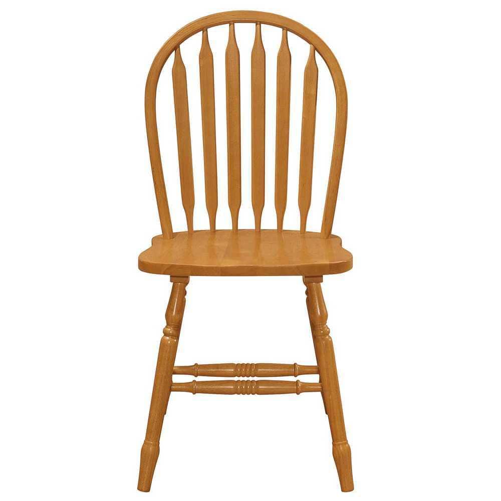 Light Oak High Back Windsor Solid Wood Side Chair Set