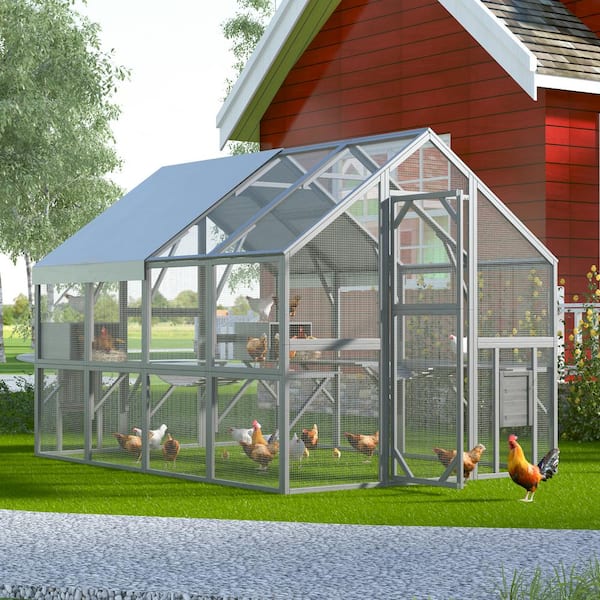 Large Wooden Outdoor Chicken Coop, Cat Run Enclosure Walk in Cat Catio Kitten Condo, Poultry Cage for Yard, Roof Cover