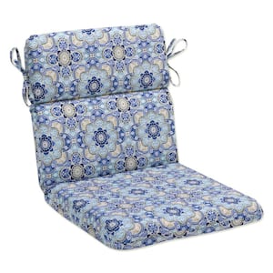 Tile Outdoor/Indoor 21 in. W x 3 in. H Deep Seat, 1 Piece Chair Cushion with Round Corners in Blue/Tan Keyzu