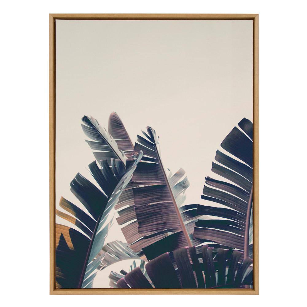 Natural Framed Canvas Print of Beachy Palm Trees, 28x38