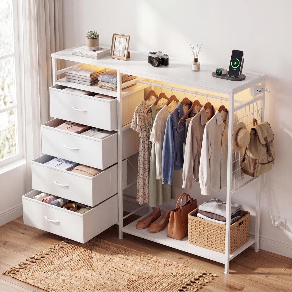 TECHMILLY White 4-Drawer 49.3 in. Wide Chest of Drawers with