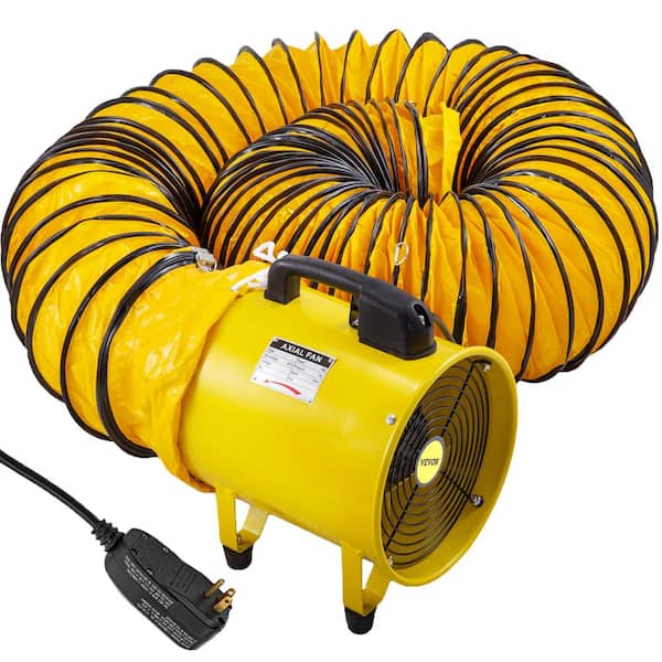 VEVOR Utility Blower Fan 10 in. 1030 and 1518 CFM High Velocity Ventilator with 32.8 ft. Duct Hose for Home Exhausting