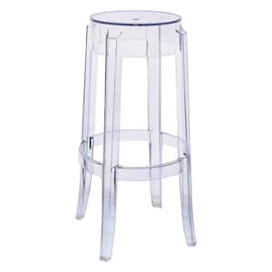 Averill 29.5 in. Clear Backless Plastic Bar Stool with Plastic Seat