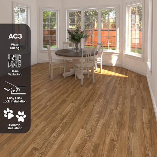 TrafficMaster Kellum Valley Oak Gunstock Brown 7 mm T x 8 in. W