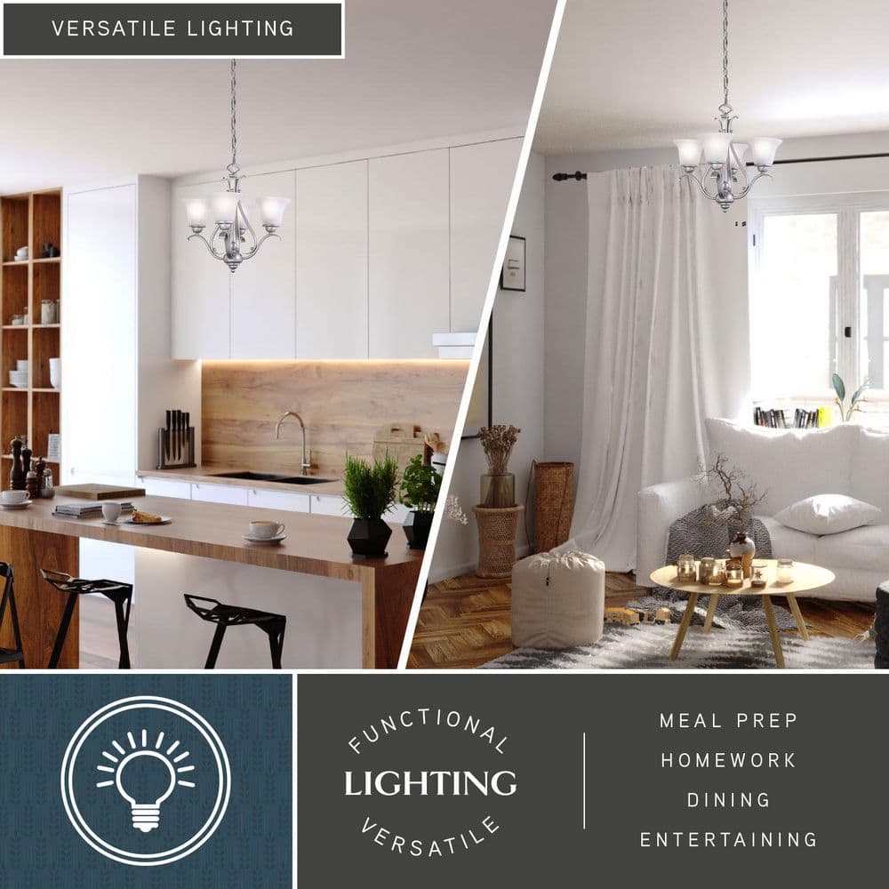 Monrovia Brushed Nickel Mini Chandelier with White Frosted Glass