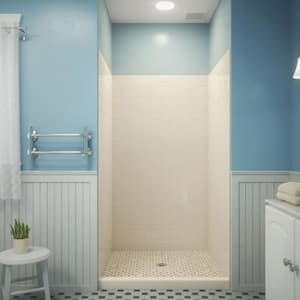 QWALL-VS 32-36 in. x 76 in. x 41.5 in. 3-Piece Glue-Up Acrylic Alcove Shower Backwalls in Biscuit