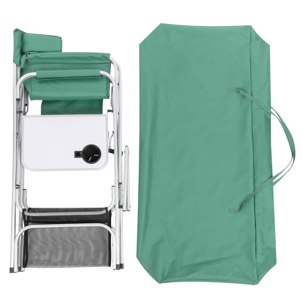 Gzxs Folding Directors Chair Outdoor Camping Chair Makeup Artist Chair with Side Table & Pockets, Green