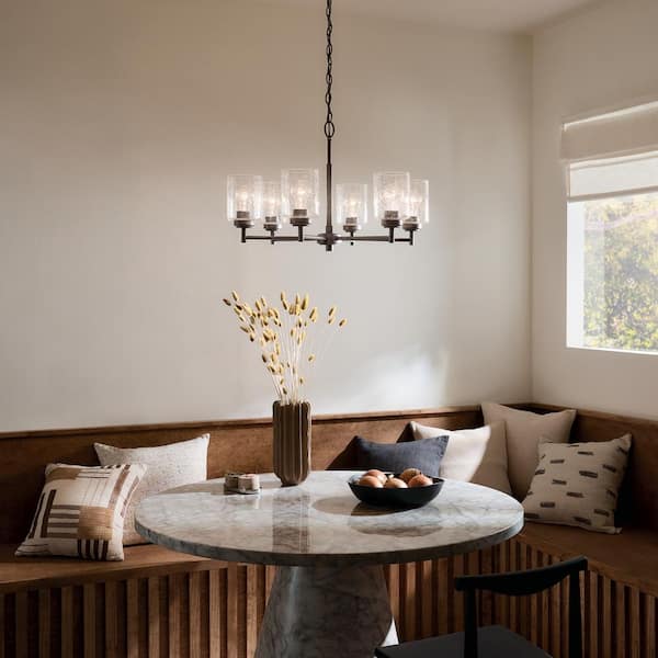 Winslow 26 in. 6-Light Olde Bronze Contemporary Shaded Circle Chandelier for Dining Room
