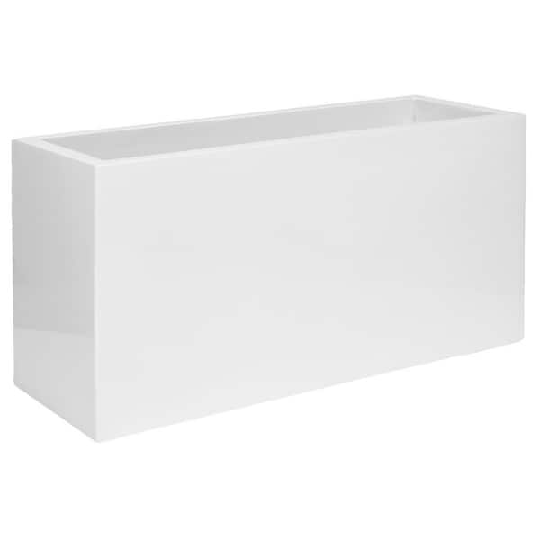 PotteryPots Essential Jort Medium 40 in. Glossy White Fiberstone Indoor ...
