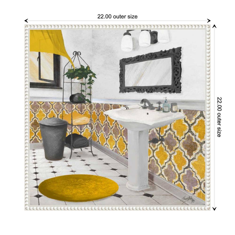 Yellow and Gray Bathroom Framed Canvas Wall Art