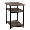 HOUSEHOLD ESSENTIALS Jamestown 14.76 in. Ashwood Brown Wood End Table with Shelves 8082-1