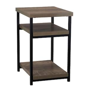 Jamestown 14.76 in. Ashwood Brown Wood End Table with Shelves