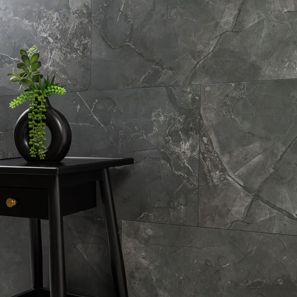 Calle Peltre 16 in. x 32 in. Matte Dark Gray Porcelain Floor and Wall Tile (14.2 sq. ft. /Case)