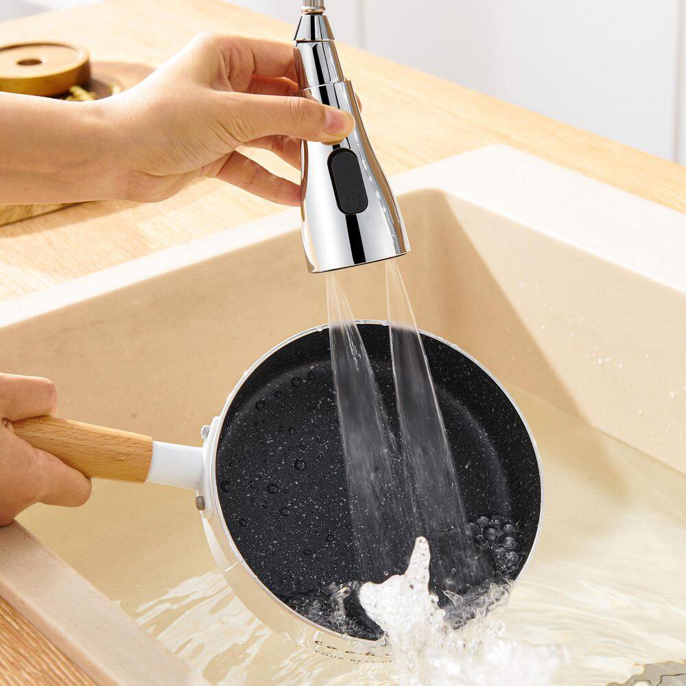 Chrome Stainless Steel Single Handle Pull Down Kitchen Faucet