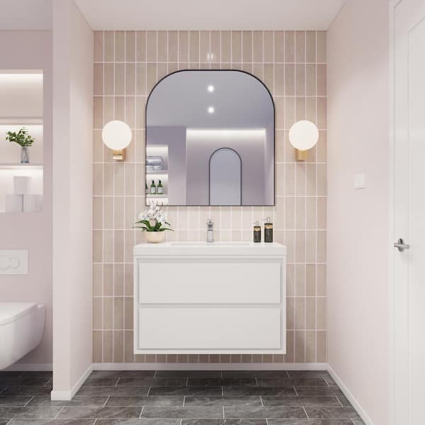 Moreno Bath Sage 36 in. W Vanity in High Gloss White with Reinforced Acrylic Vanity Top in White with White Basin