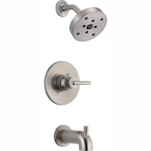 Trinsic 1-Handle Wall Mount Tub and Shower Faucet Trim Kit in Stainless with H2Okinetic (Valve Not Included)
