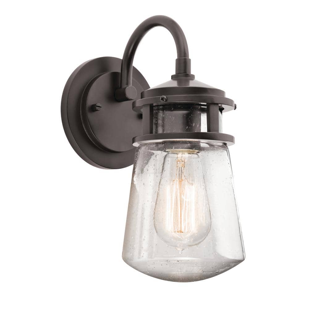 Lyndon 11.25" Bronze and Clear Seeded Glass Wall Sconce