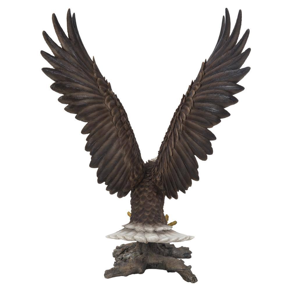 Large Brown and White Polyresin Flying Eagle Garden Statue