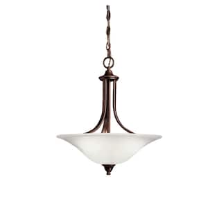 Dover 3-Light Tannery Bronze Transitional Shaded Kitchen Convertible Pendant Hanging Light to Semi-Flush
