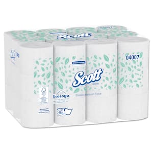 4 x 4-2/5 White Scott Coreless Standard Bath Tissue 2-Ply (36 Rolls)