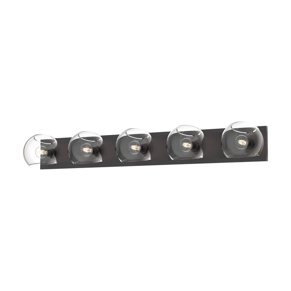 Matte Black Willow Dimmable 5-Light Bathroom Fixture with Clear Glass