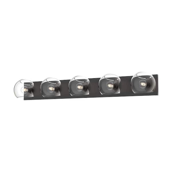 ALORA MOOD Willow 40-in 5 Light 60-Watt Clear Glass/Matte Black Vanity Light