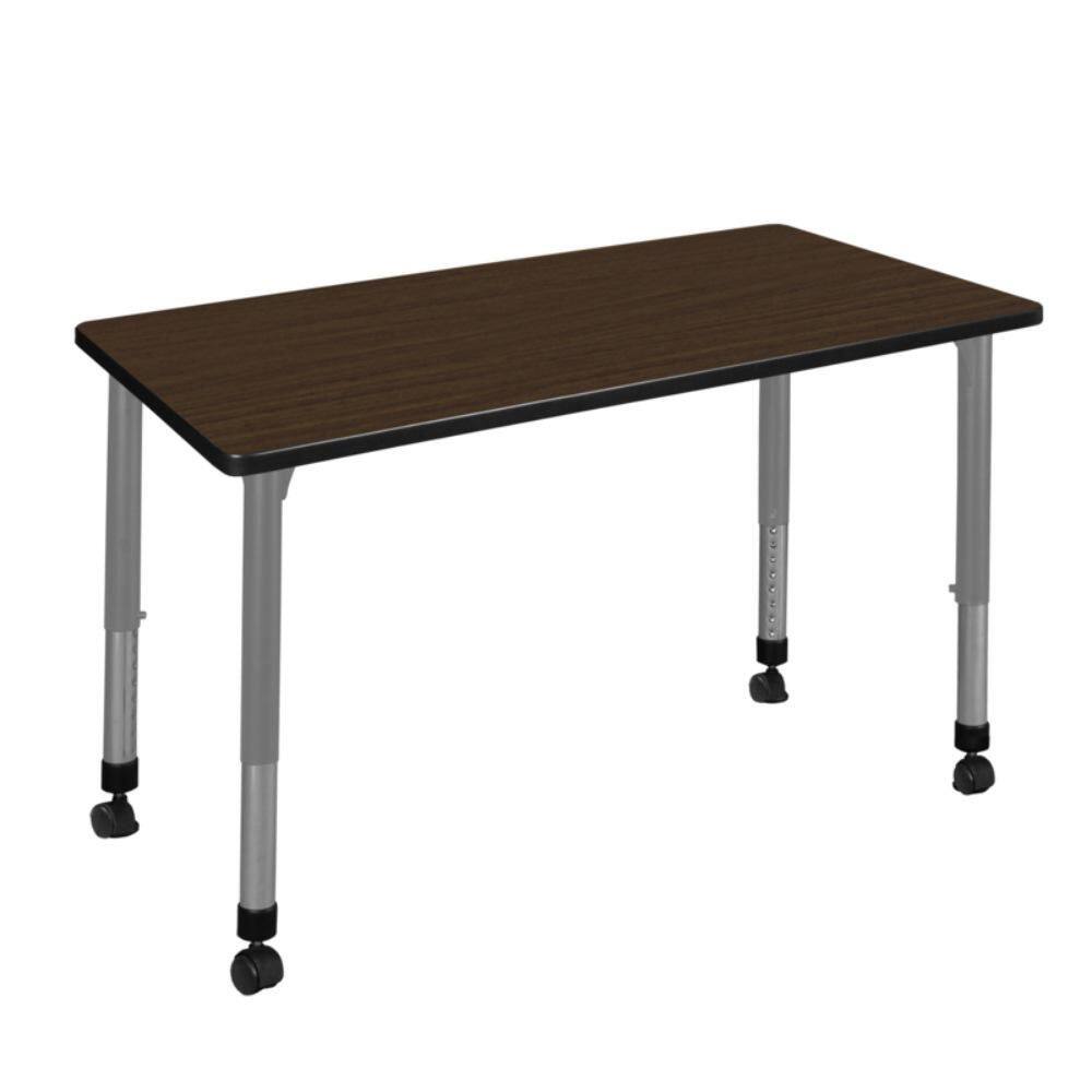 Kee 42 in. x 30 in. Neo Walnut Height Adjustable Mobile Classroom Activity Table Desk with Grey Base price history on PriceWatchPro
