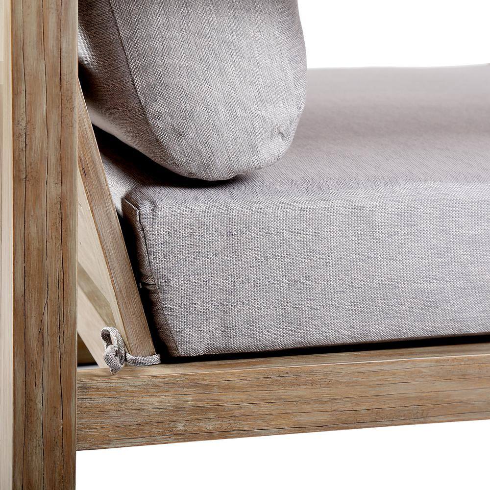 Light Gray Eucalyptus Wood Outdoor Sofa with Cushions