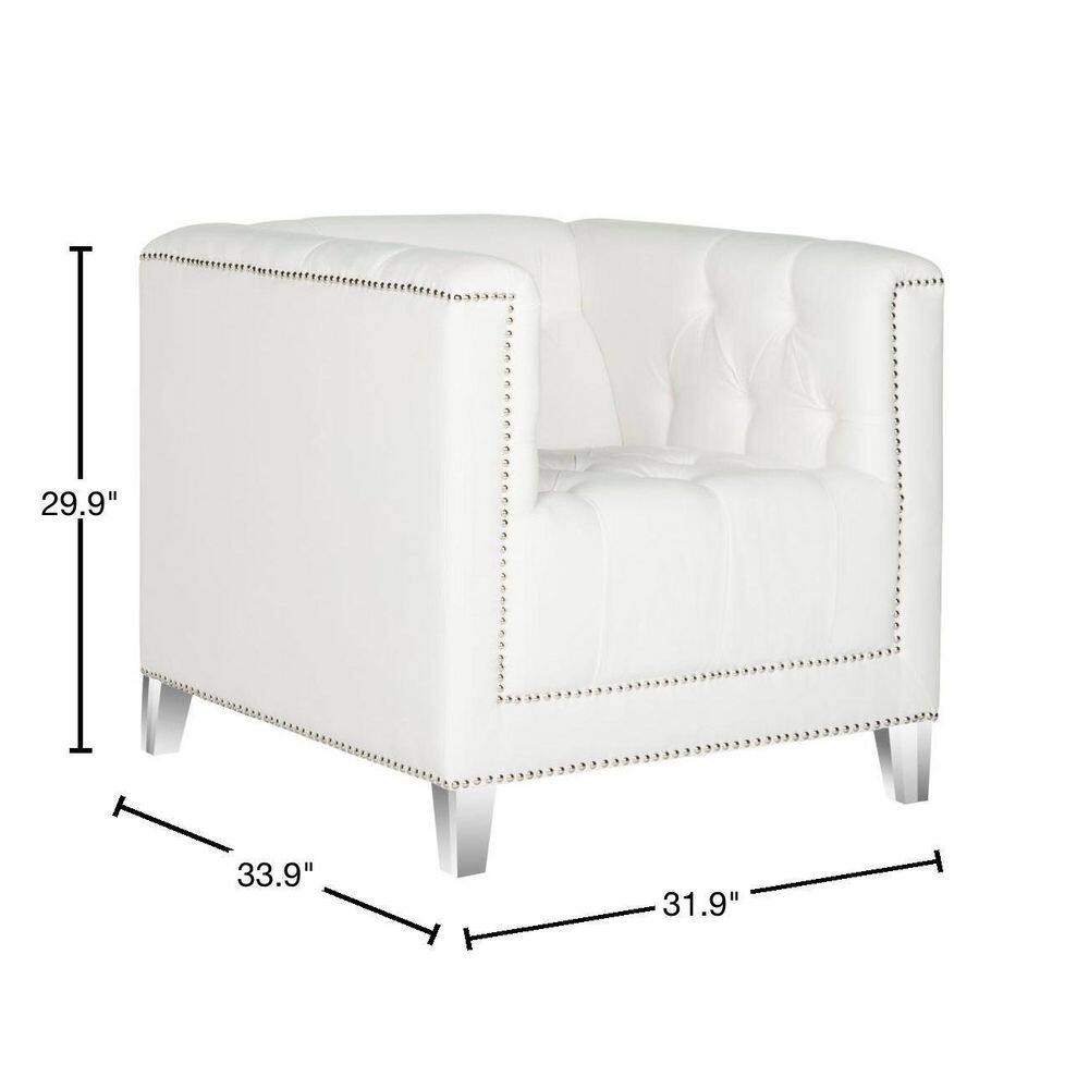 White Tufted Acrylic Barrel Accent Chair with Nailhead Trim
