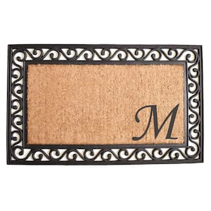 Calloway Mills 152982436M Brown Border 24 x 36 Monogram Doormat Letter M