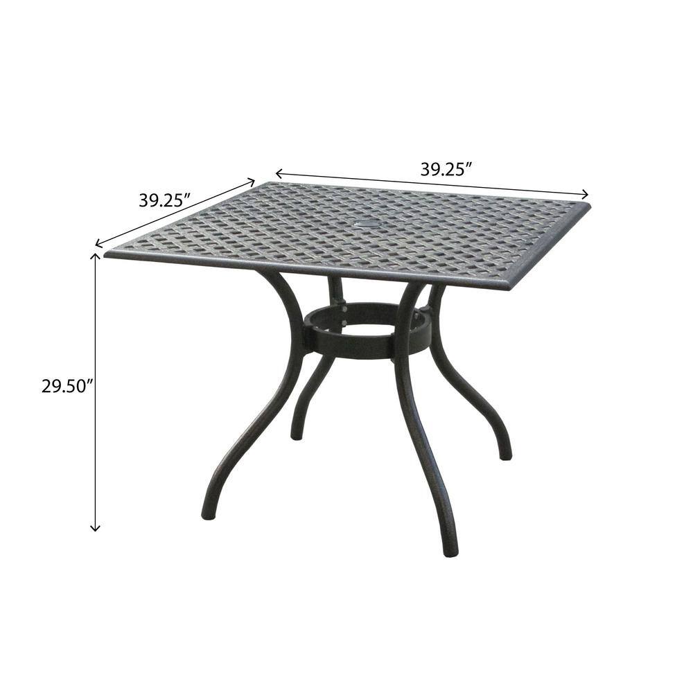 Cayman Black Sand Cast Aluminum Square Patio Dining Table