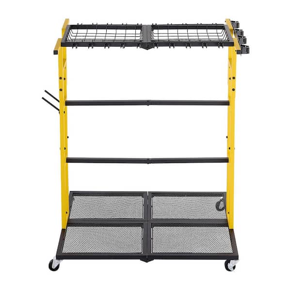 Storage Rack Cover Garage VEVOR Garden Tool Organizer with Wheels, 3-Tier Large Metal Garage ...