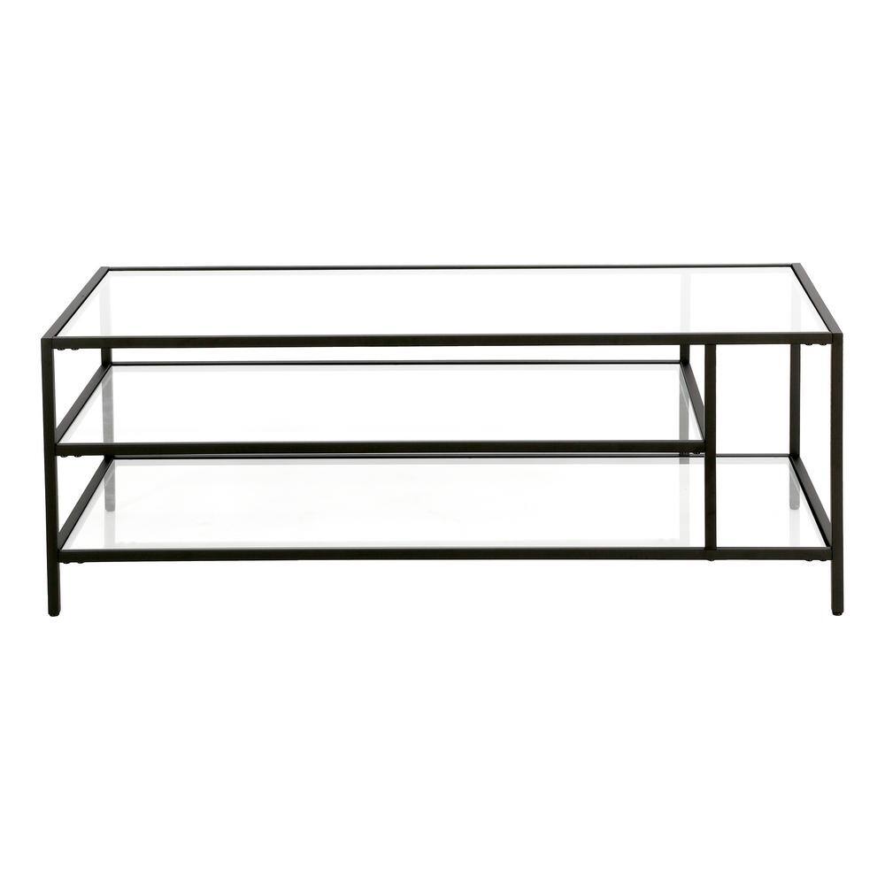 Blackened Bronze Rectangular Glass Cocktail Table