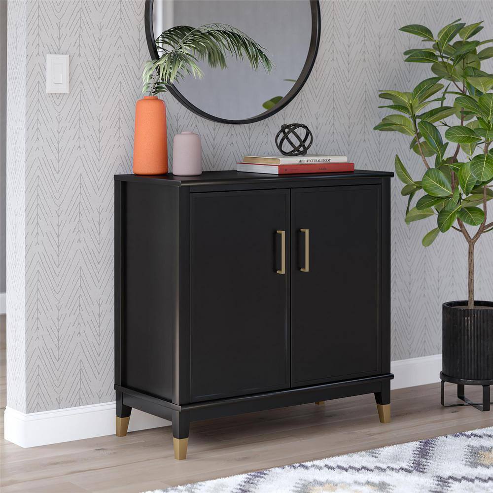 Black MDF 2-Door Accent Cabinet with Adjustable Shelving