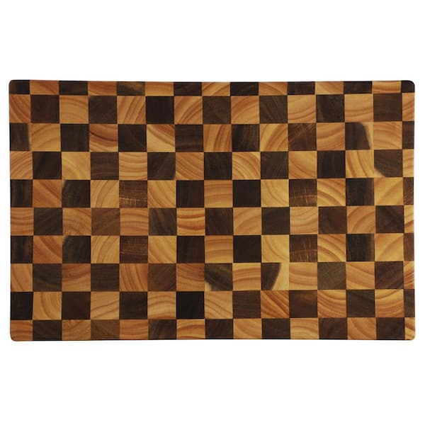 16.5 x 10.5 Inch Rectangle Acacia Wood and Rubber Wood Checkered Cutting Board