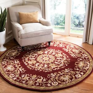 Heritage Red 4 ft. x 4 ft. Round Border Area Rug