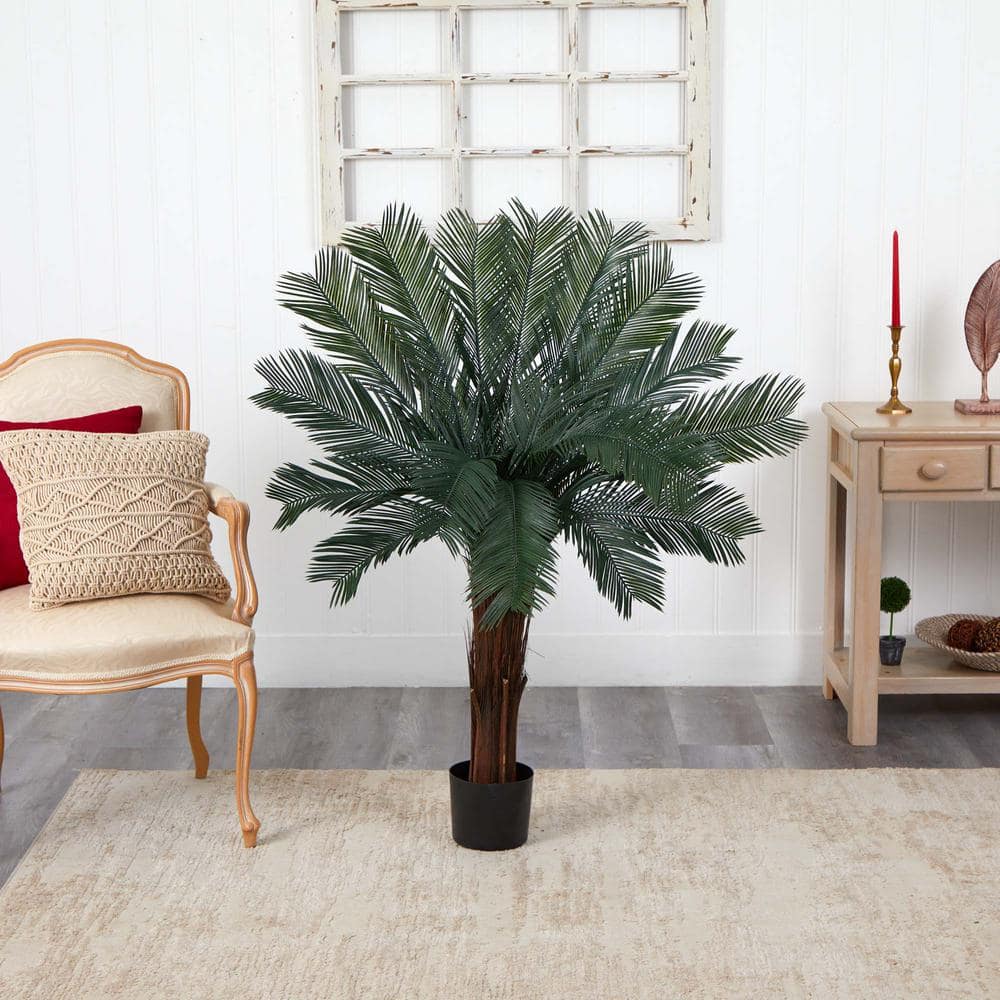 Nearly Natural 4ft Green Plastic Outdoor Potted Cycas Tree