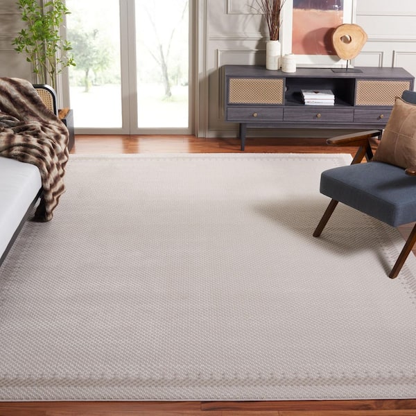 Continental 7 ft. x 7 ft. Ivory/Beige Border Latticework Square Area Rug