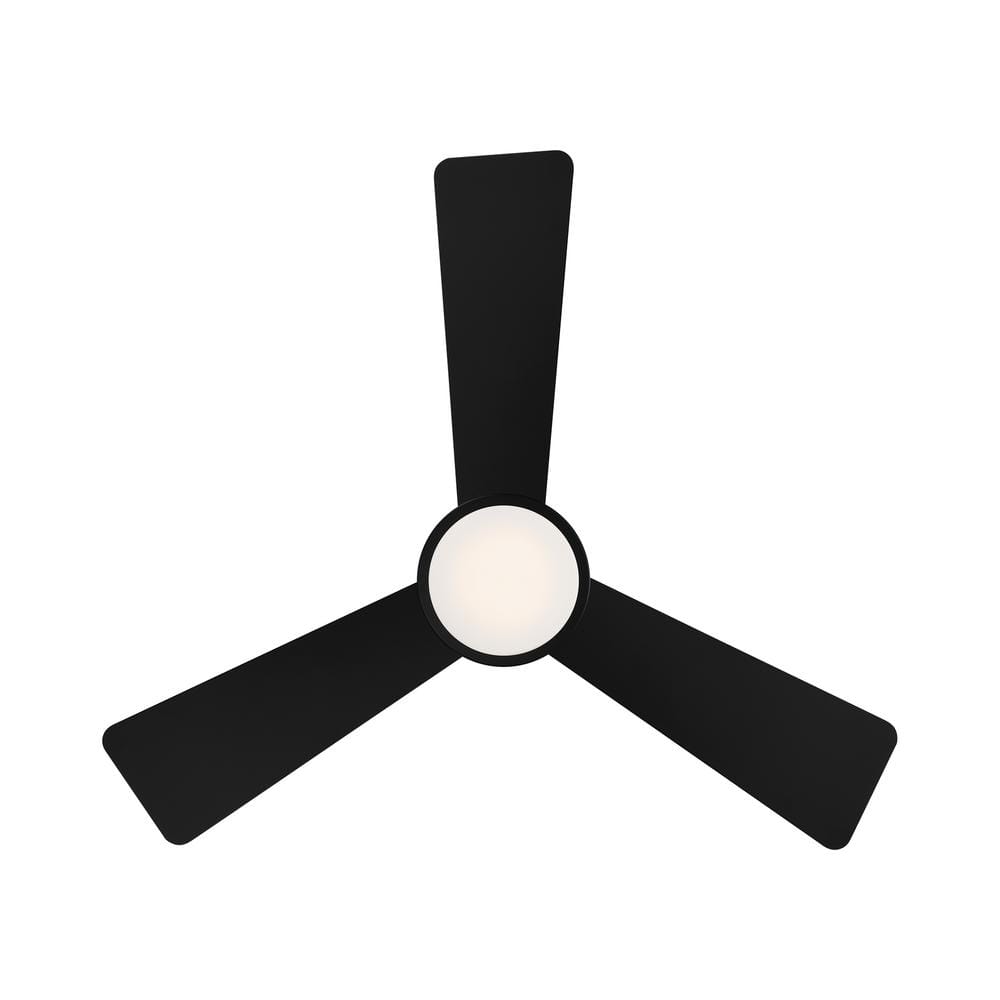 Matte Black Smart Flush Mount Ceiling Fan with LED Light and Remote