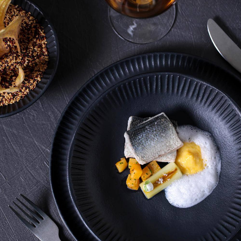 Matte Black Handcrafted Porcelain Round Dessert Plate