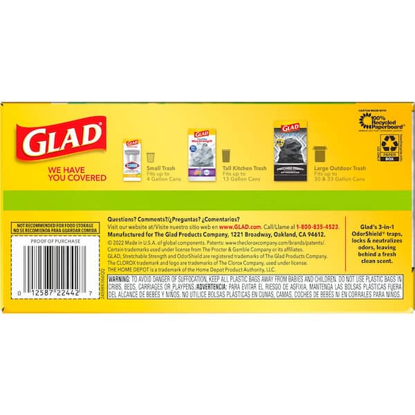 Glad 13 Gal. 40ct Force Flex DS Pine-Sol OS Trash Bag 1258722372 - The Home  Depot