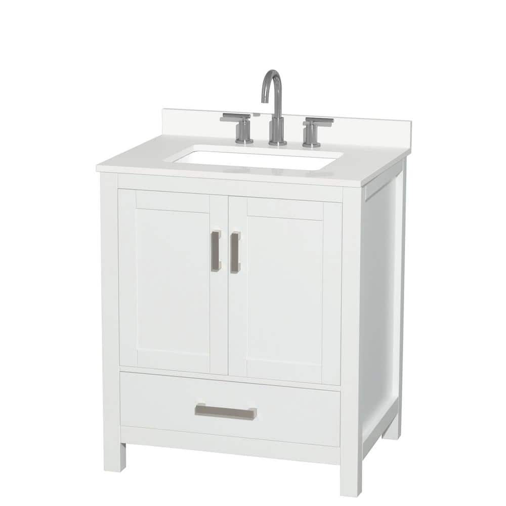 Sheffield 30 in. W. x 22 in. D x 35 in. H Single Bath Vanity in White with White Quartz Top price history on PriceWatchPro