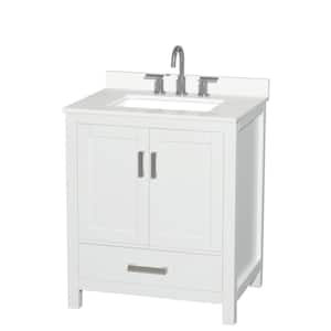 Sheffield 30 in. W. x 22 in. D x 35 in. H Single Bath Vanity in White with White Quartz Top