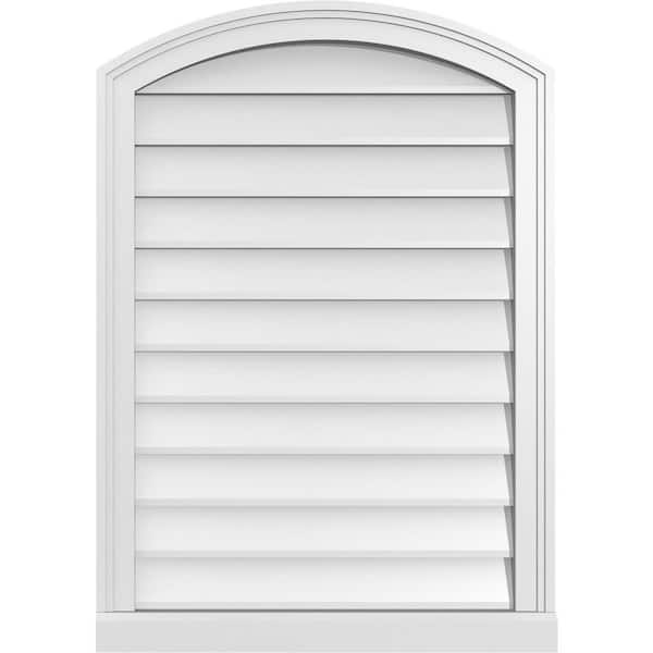 Ekena Millwork 24 in. x 34 in. Arch Top Surface Mount PVC Gable Vent: Functional with Brickmould Sill Frame
