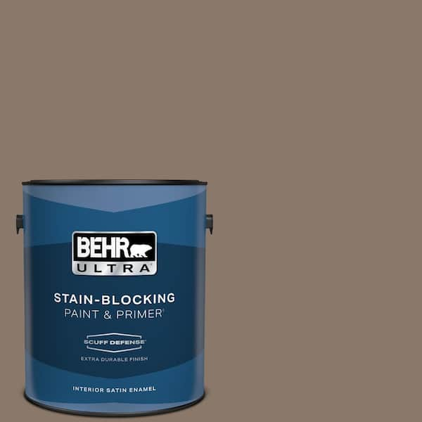 BEHR ULTRA 1 gal. #N210-5 Caffeine Extra Durable Satin Enamel Interior Paint & Primer