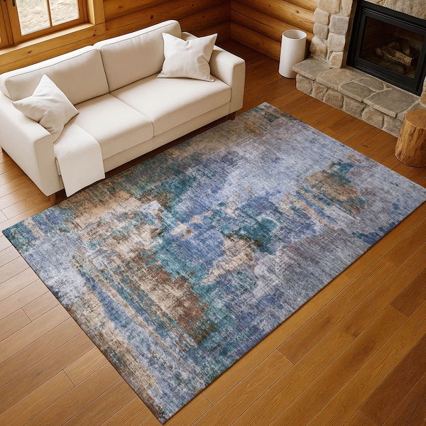 Chantille Machine Washable Indoor/Outdoor Abstract ACN2300 Blue 5 ft. x 7 ft. 6 in. Area Rug
