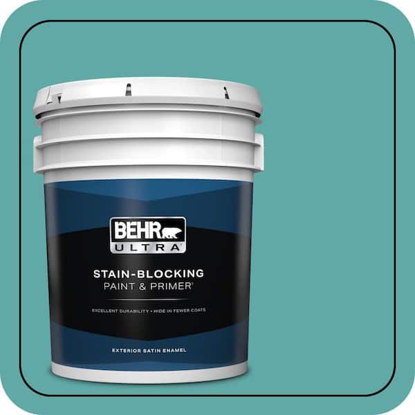 BEHR ULTRA 5 gal. #500D-5 Teal Zeal Satin Enamel Exterior Paint & Primer